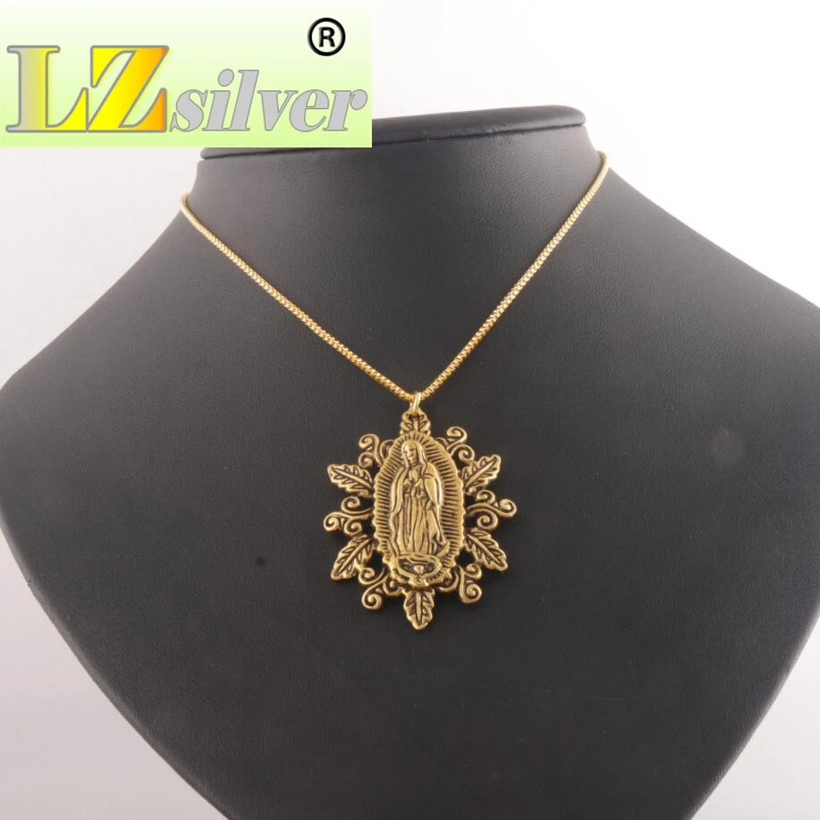 2Pcs Our Lady of the Holy Scapular Medal Pendant Necklaces N1790 24inches 50X37mm Tibetan Silver