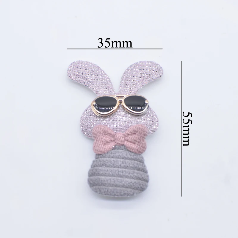 10Pcs Cool Rabbit Cloth Embellishment with Glasses for Clothes Patch Fabric Sewing Socks Gloves Shoes Decal Decor Accessories