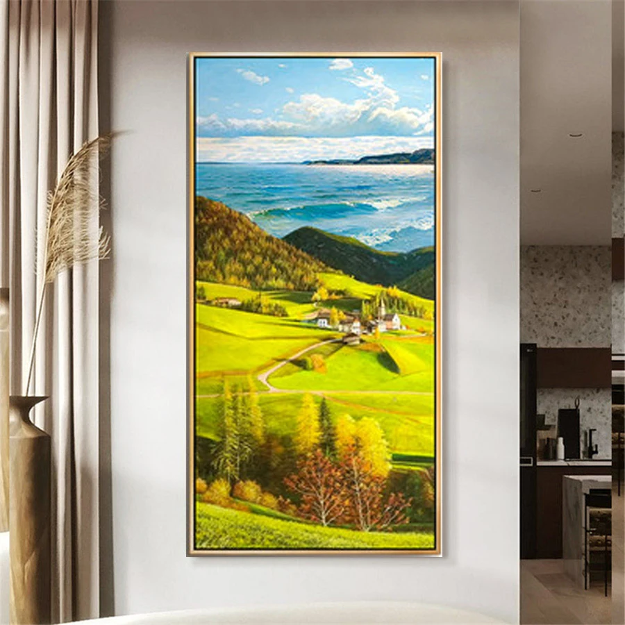 

Van Gogh hand-painted oil painting modern abstract decorative painting living room vertical version of landscape and scenery art