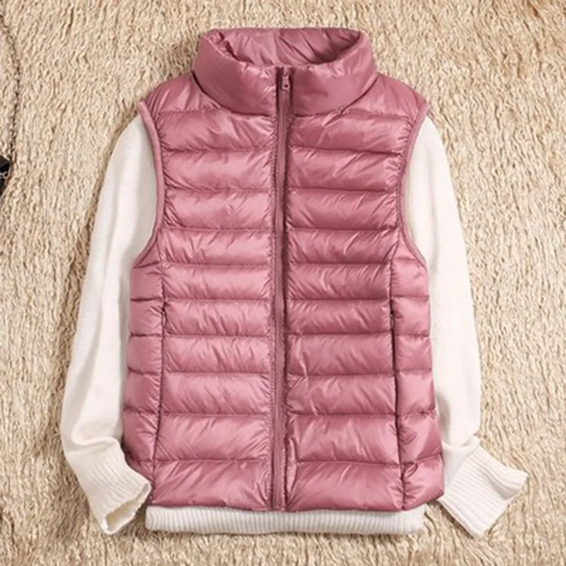 Women Autumn down vest jacket 90% White Duck Down Vest ultra light sleeveless vest jacket winter warm plus size waistcoat