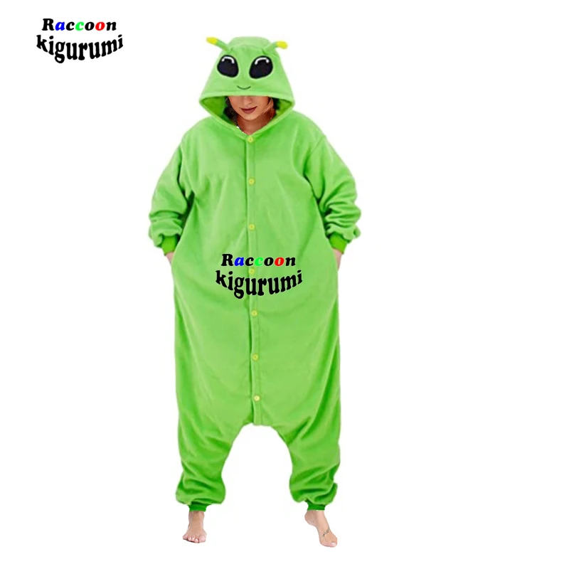 21 New Alien Green Cartoon Pajamas Female Male Animal Adult Christmas Cosplay Raccoon Kigurumi Boy