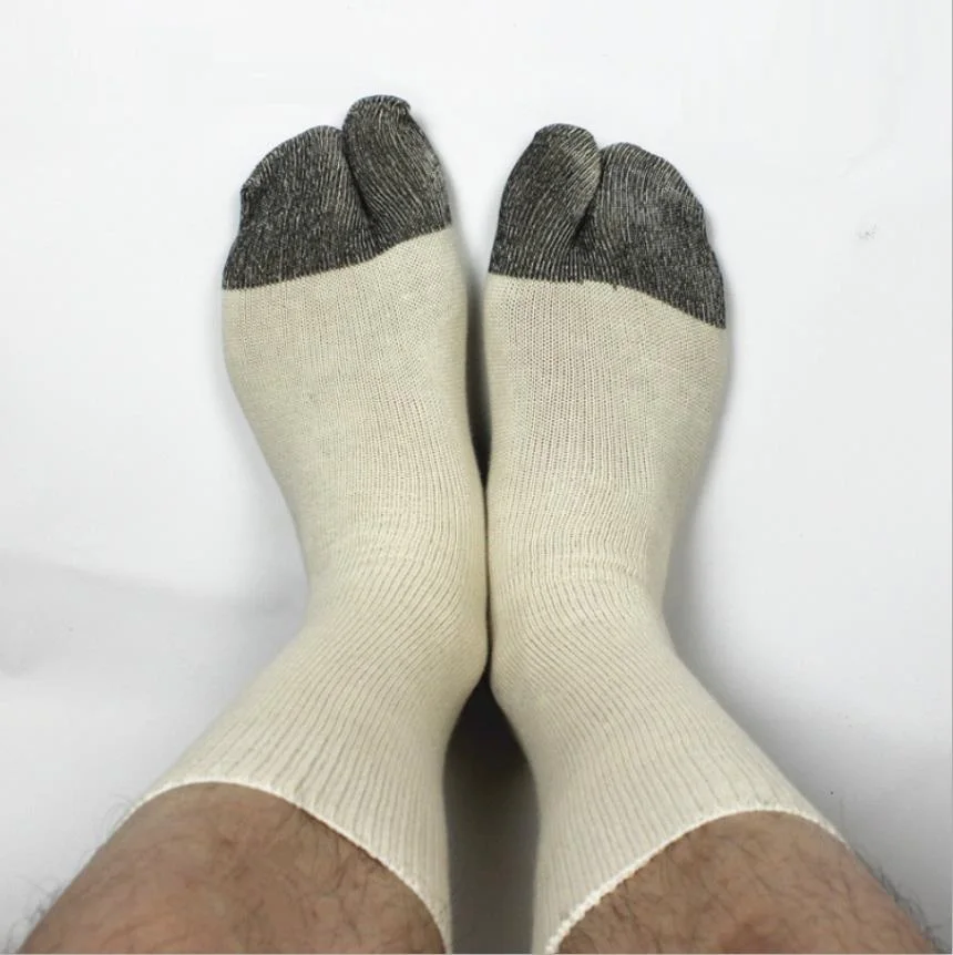 One Pair Cotton Tabi Socks 39-43 Two-toed Japanese Kimono Geta Finger Toe Elastic Clogs Wear