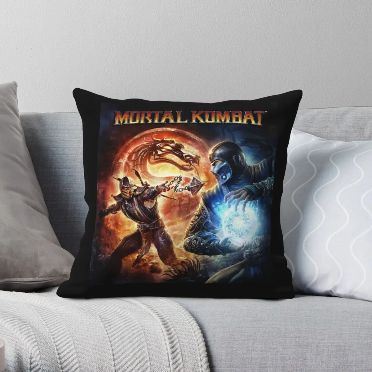 Mortal Kombat Square Pillowcase Polyester Linen Velvet Printed Zip Decor Home Cushion Cover