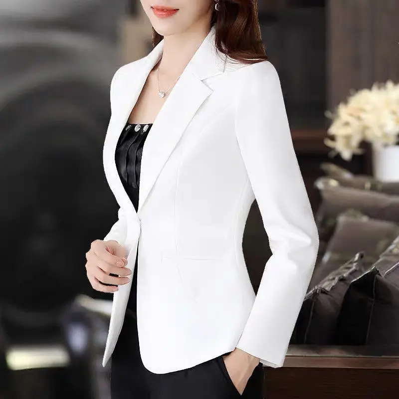 (made by yihaodi) 20212spring and Autumn New Korean Mini suit women's long sleeve short slim casual temperament White Mini suit