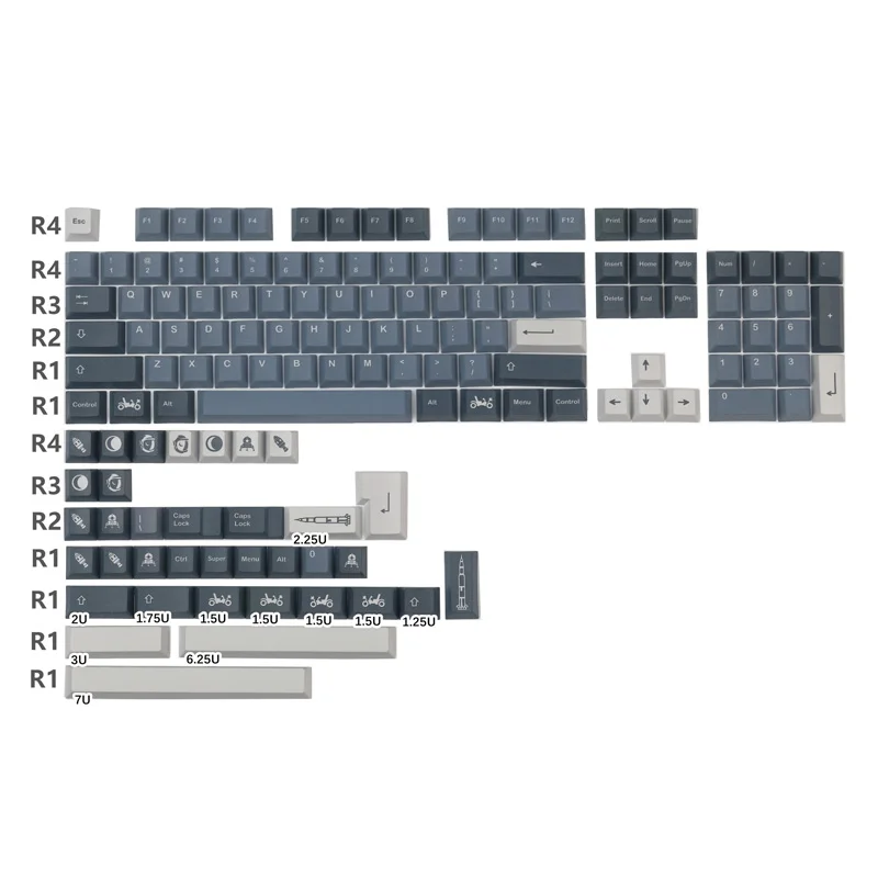 GMK-teclas Apollo de 140 teclas, perfil de cereza PBT Dye-Sub, teclas de Teclado mecánico con cambio de marchas 1.25U 1.75U 2U, ISO Enter