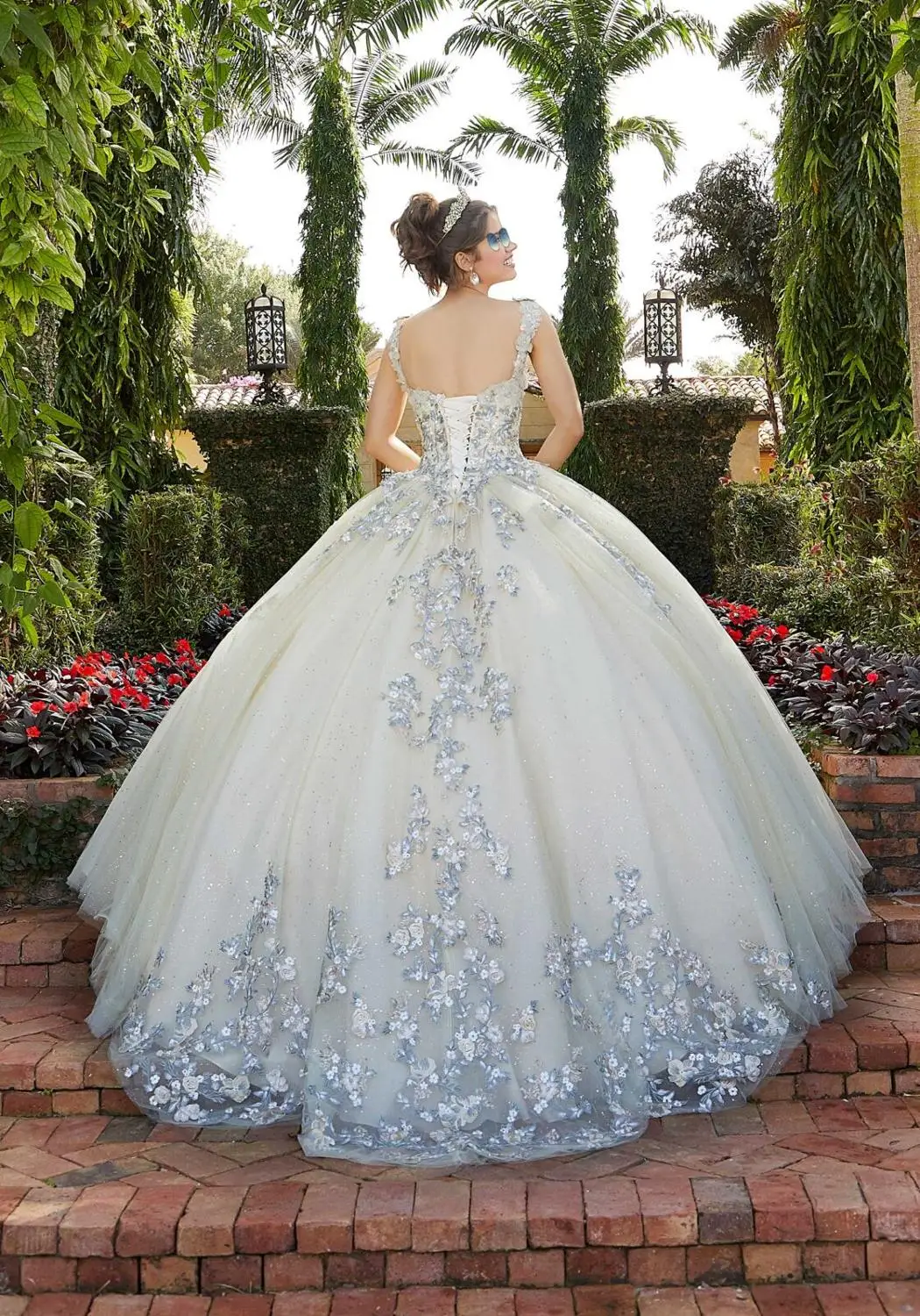 Gaun Princess Quinceanera Gaun Pesta Dansa Gaun Prom Formal Renda 15 Gaun Organza Merah Muda Sweetheart