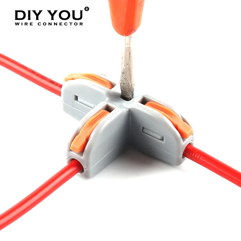 Universal Compact T-Type Push-in Fast Wire Connector Distribution Terminal Block Led light electrical Home splitter Connectors