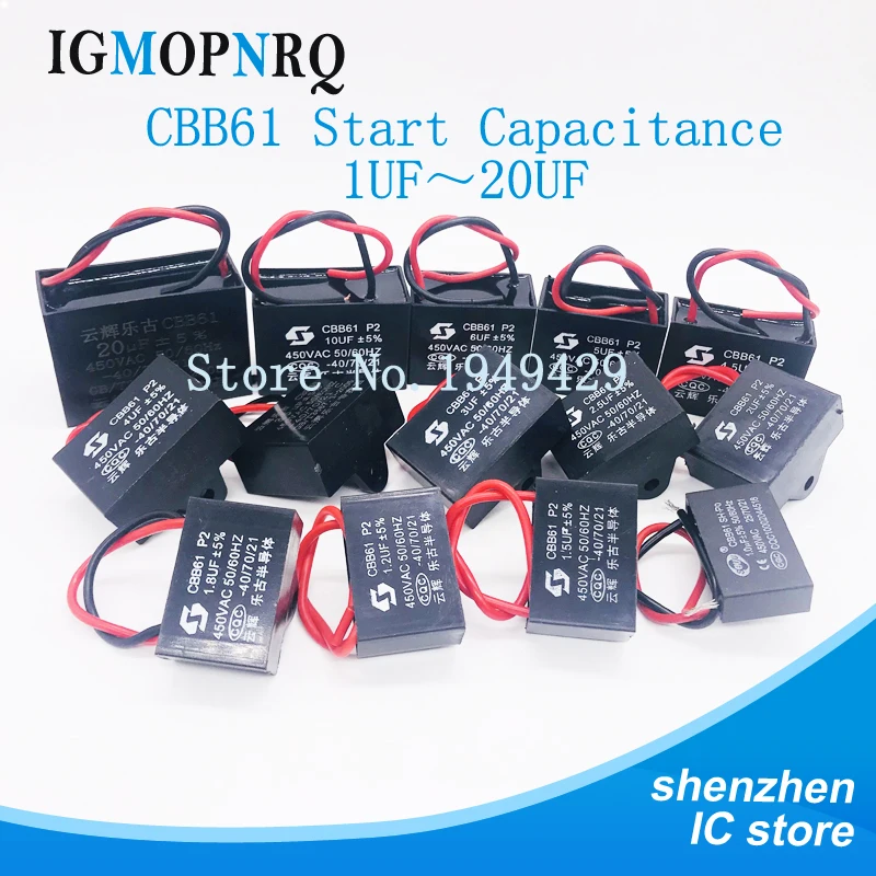 1pcs CBB61 starting capacitance AC Fan Capacitor 450V CBB Motor Run Capacitor 1UF 1.2UF 1.5UF 1.8UF 2UF 2.5UF 3UF 3.5UF 4UF-20UF