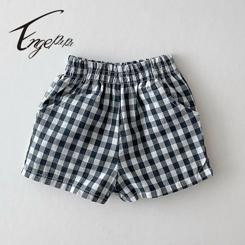 

Engepapa New Fashion Baby Boys&Girls Short Grid Pants Cotton Causal Elastic Waist Summer Infant Baby Clothes Toddler Clothing