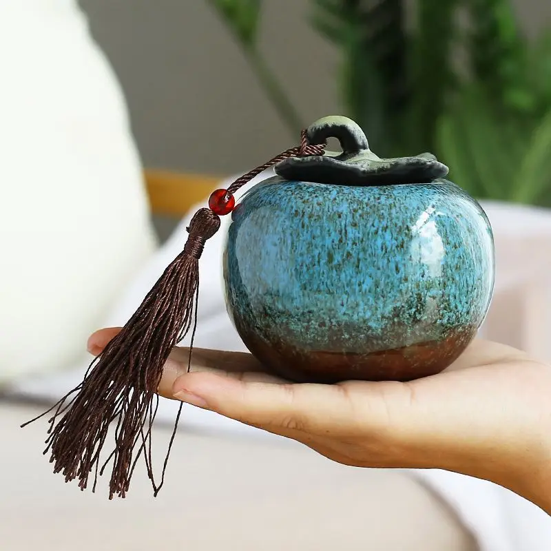 Novel and Funny Toy Various Colors Persimmon Ceramic Tea Can Small Portable Mini Exquisite Handicrafts Gift for Colleague