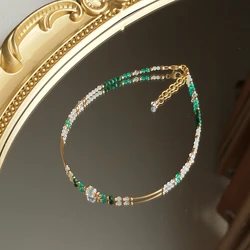 Lii Ji Anklet Jade Clear Quartz Moonstone Malachite Green Onyx Rose Quartz 14K Gold Filled Austia Crystal Handamde Jewelry
