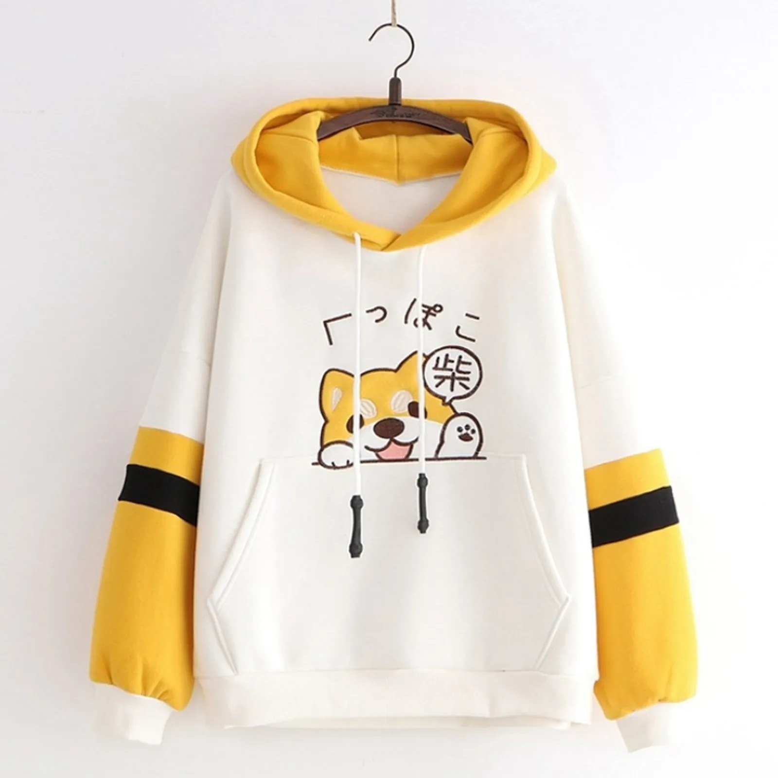 Hoodies impressos para cães para mulheres, Harajuku, Shiba Inu, moletom de orelha Kawaii, pulôveres Akita japoneses, tops bonitos, roupas