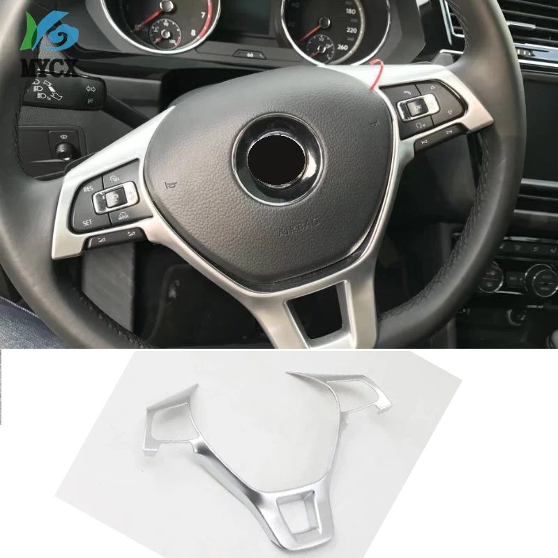 For Volkswagen Tiguan L Second Generation 2017 - 2019 Car ABS Matte High Lower Configuration Inner Steering Wheel Cover Trims