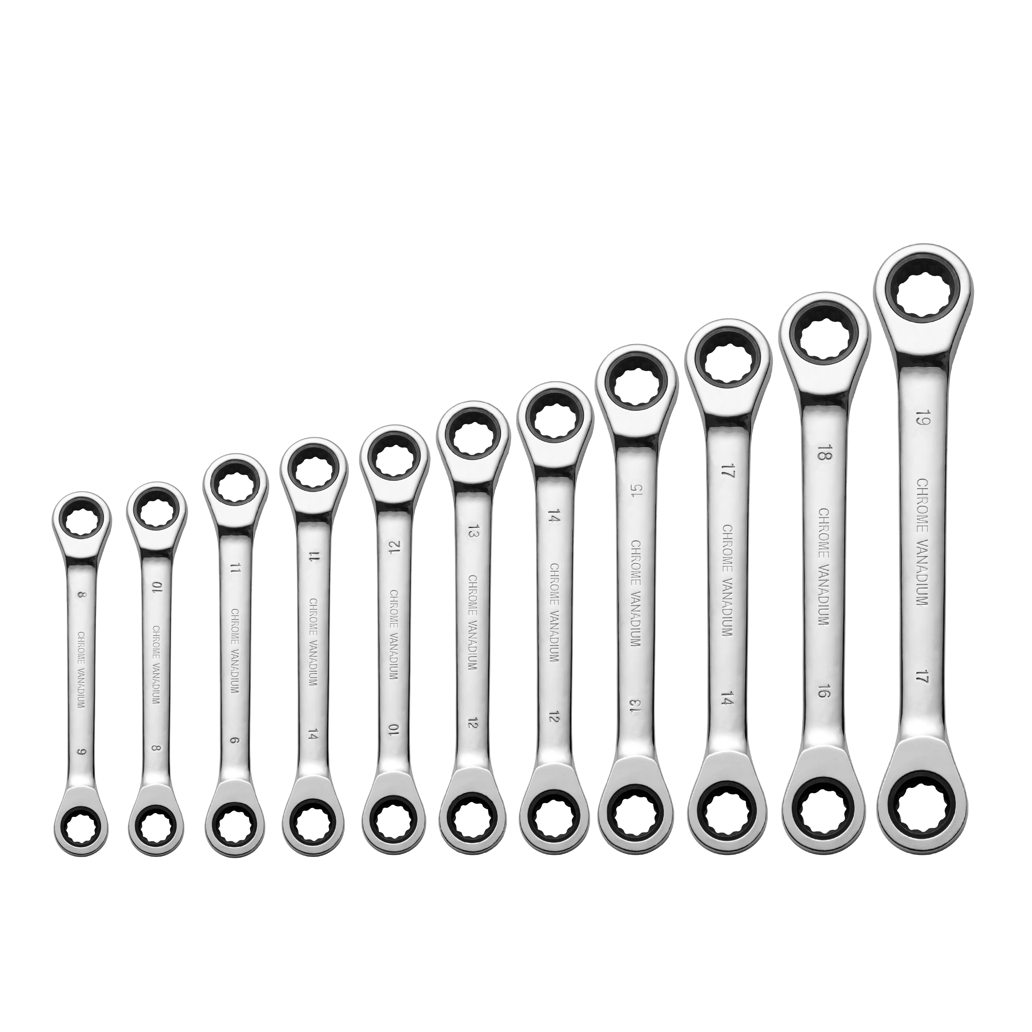 1 PC Full-Polish mewtric Ratcheting Wrench Set Double Box Design with 72-Tooth Gear and Off-Corner Loading