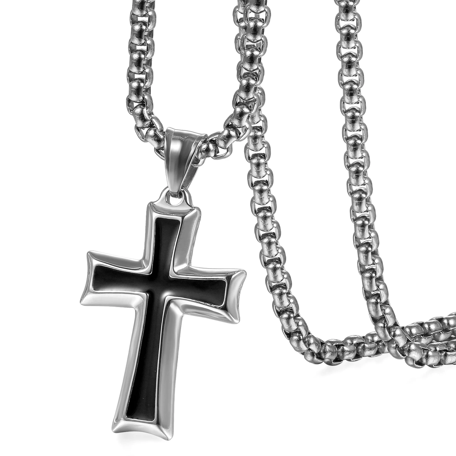 BONISKISS 2020 Fashion Cross Stainless Steel Choker Necklace for Men Women  Hip Hop Cool Accessory Jesus Cross Pendant Necklaces