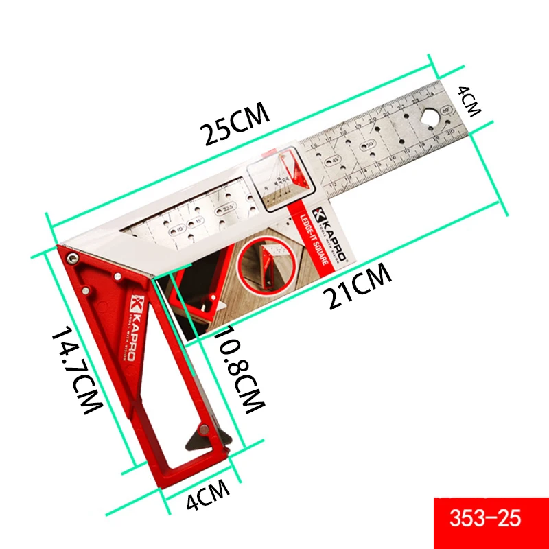 25/30/40cm Multifunction Level Ruler Carpenter's Ruler Marking Steel Ruler Marking Angle Ruler Stainless Steel Square Measuring