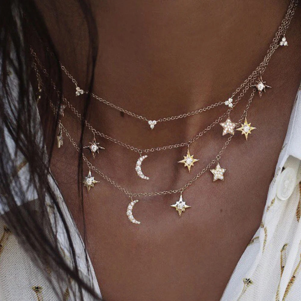 Vintage Multi-element Crystal Necklace For Women Fashion stone Necklace Multiple Layers Pendant Long Necklaces Boho Gift Jewelry - Image 5