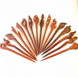 10PCS Hairsticks Natural Sandalwood Hand Carved Hairpins for Lady Many Designs Chinese Traditional Ancient Hairware L070