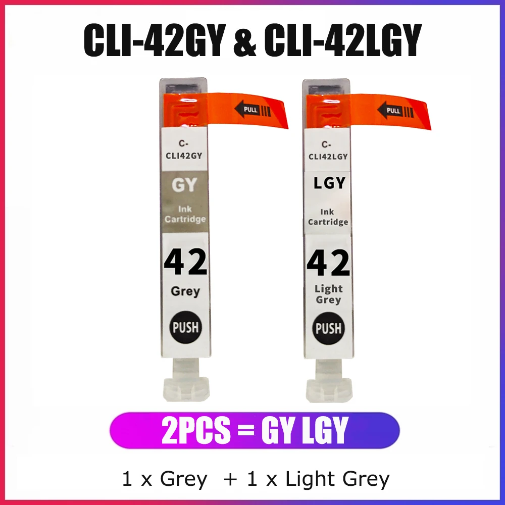 YC CLI-42GY CLI-42LGY CLI42 Grey CLI42 Light Grey for Canon Printer Pro 100 Ink Cartridges Printer Pro 100S Ink Cartridges