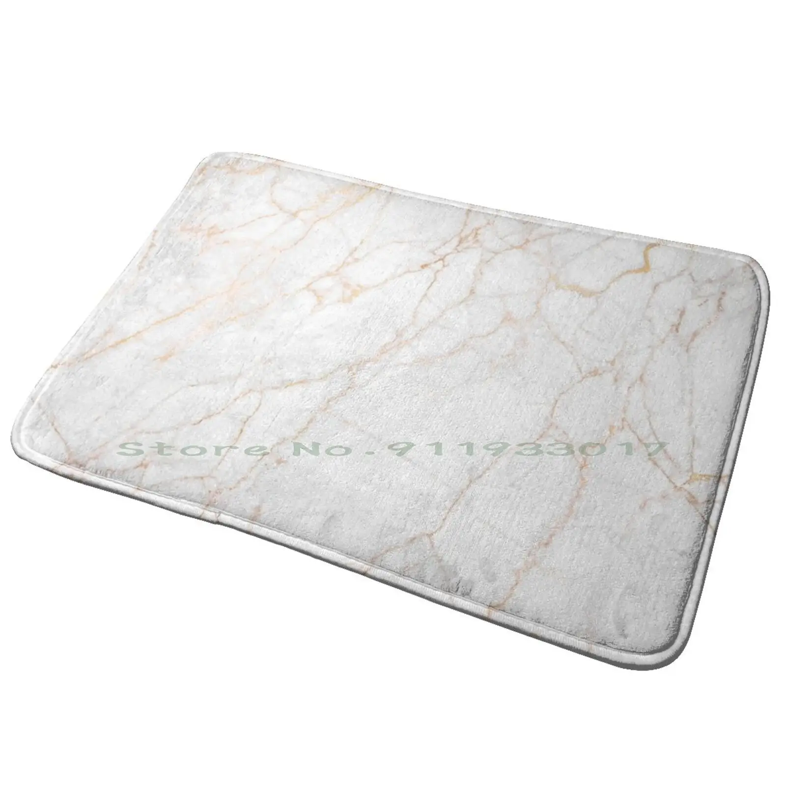 White Faux Marble With Gold Glitter Veins Entrance Door Mat Bath Mat Rug Stylish Ombre Girly Marbled Nature Texture Geode