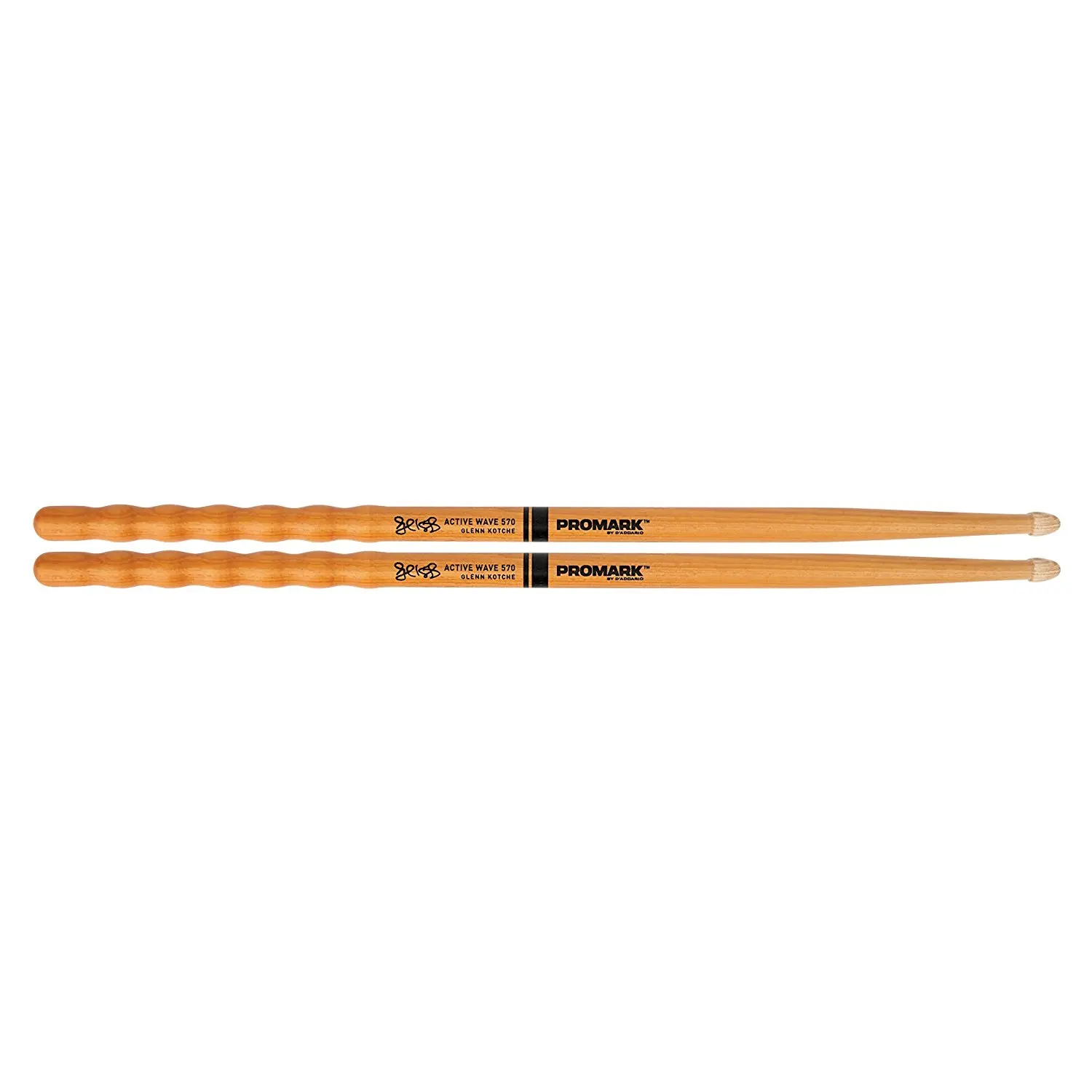 Promark by D\'addario American Hickory Glenn Kotche Active WaveHandle 570 Drumsticks, Wood Tip, ActiveGrip Coating