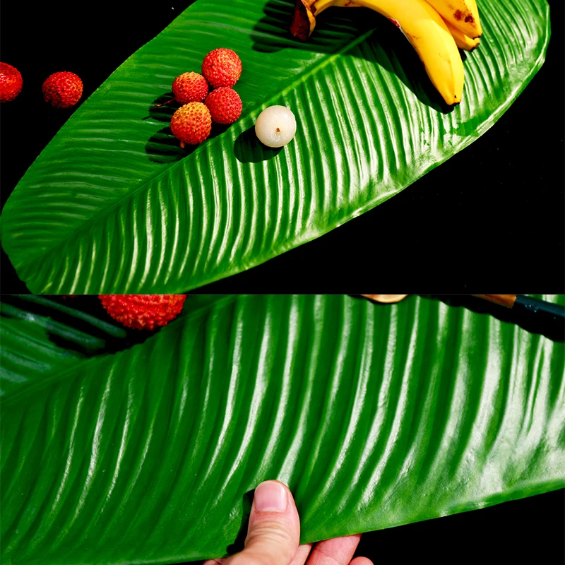 

5pcs/Lot Tropical Palm Tree Banana Leaves Monstera Leaf Artificial Green Plants Wedding Party Table Hawaiian Garden Decoration