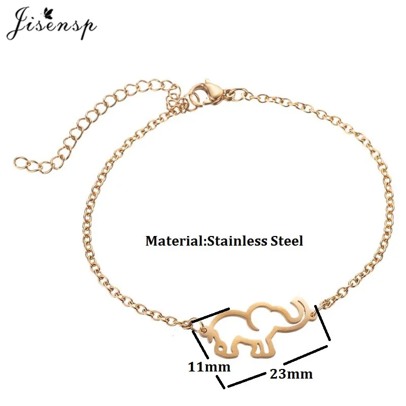 Jisensp Retro Stainless Steel Charm Bracelets for Women Fashion Jewelry Punk Elephant Bracelet vsco Girl Friendship Bisuteria