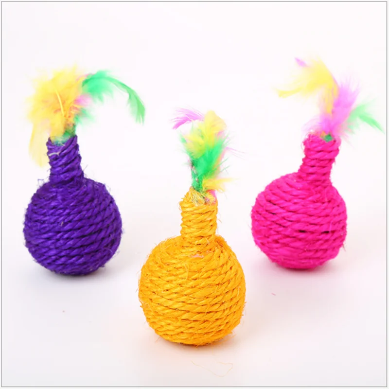 

Natural Sisal Pet Cat Toys Ball Cat Scratching Posts Toys Ball Interactive Training Toys Claw Grinding Toys Pet Supplies