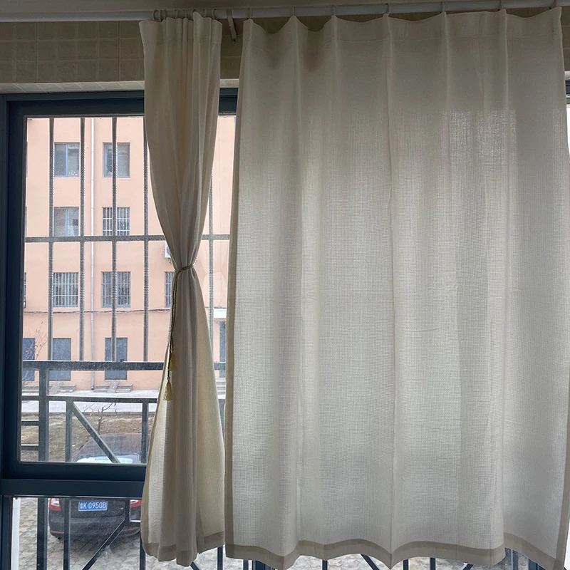 

Solid White Waffle Honeycomb Finished Curtains for Bedroom Balcony Bay Window Drapes Kitchen Short Cortinas Inventory Clearing