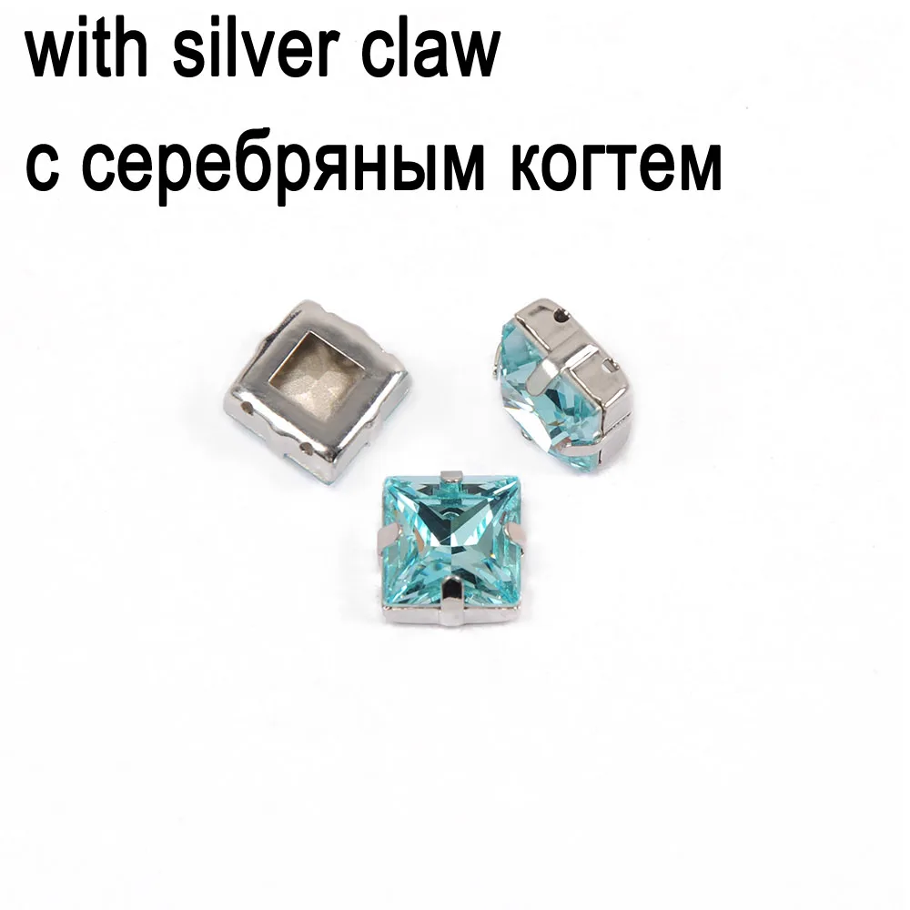CTPA3bI All Color Crystal Princess Square  Glass Stone Sew On Crystals Rhinestone Jewels Beads With Claw DIY Garment Accessories