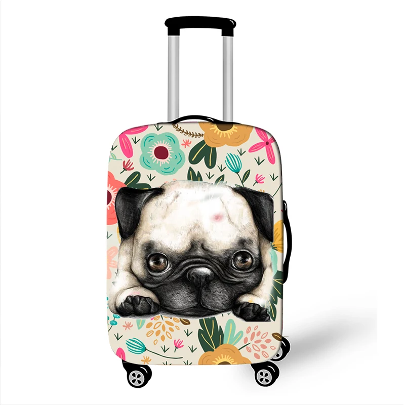 cute dog Yorkshire Terrier / french bulldog luggage cover women suitcase protective covers anti-dust travel trolley case cover