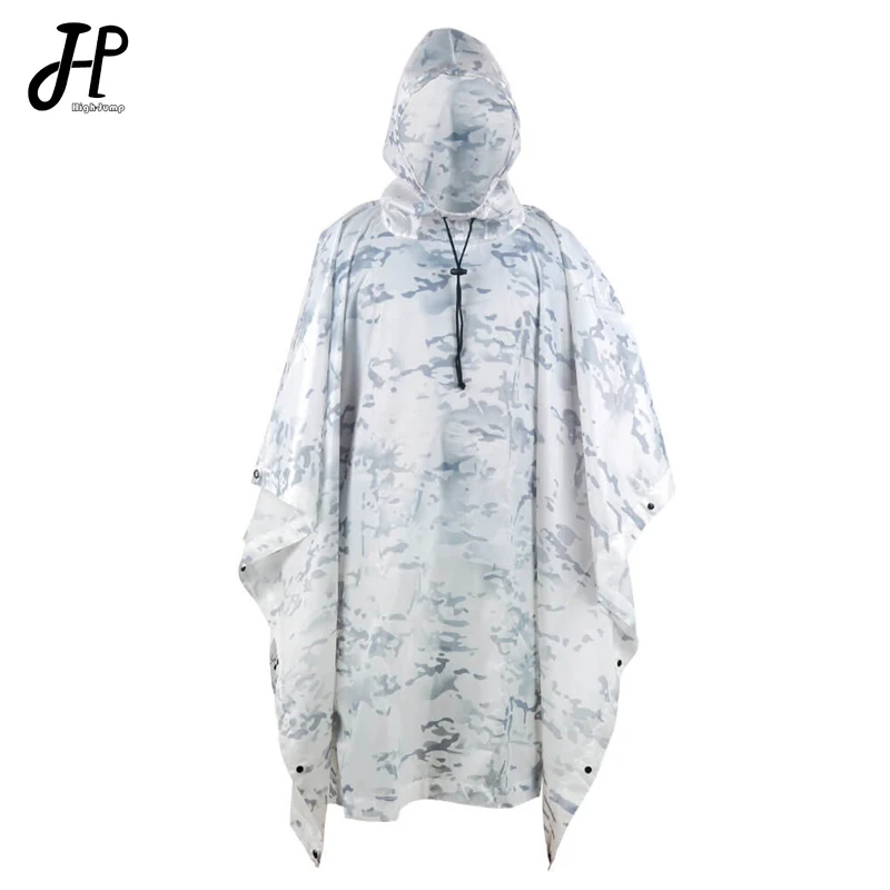 Outdoor Hooded Breathable Rainwear Camo Poncho Tactical Raincoat Camping Hiking Hunting Birdwatching Suit Travel Rain Gears