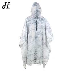 Outdoor Hooded Breathable Rainwear Camo Poncho Tactical Raincoat Camping Hiking Hunting Birdwatching Suit Travel Rain Gears