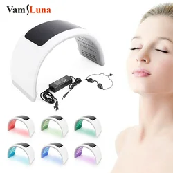 7 Colors LED PDT Facial Mask 130Lights Therapy 2 in 1 Skin Rejuvenation Spa Acne Remover Anti-Wrinkle Heating Treatment Machine