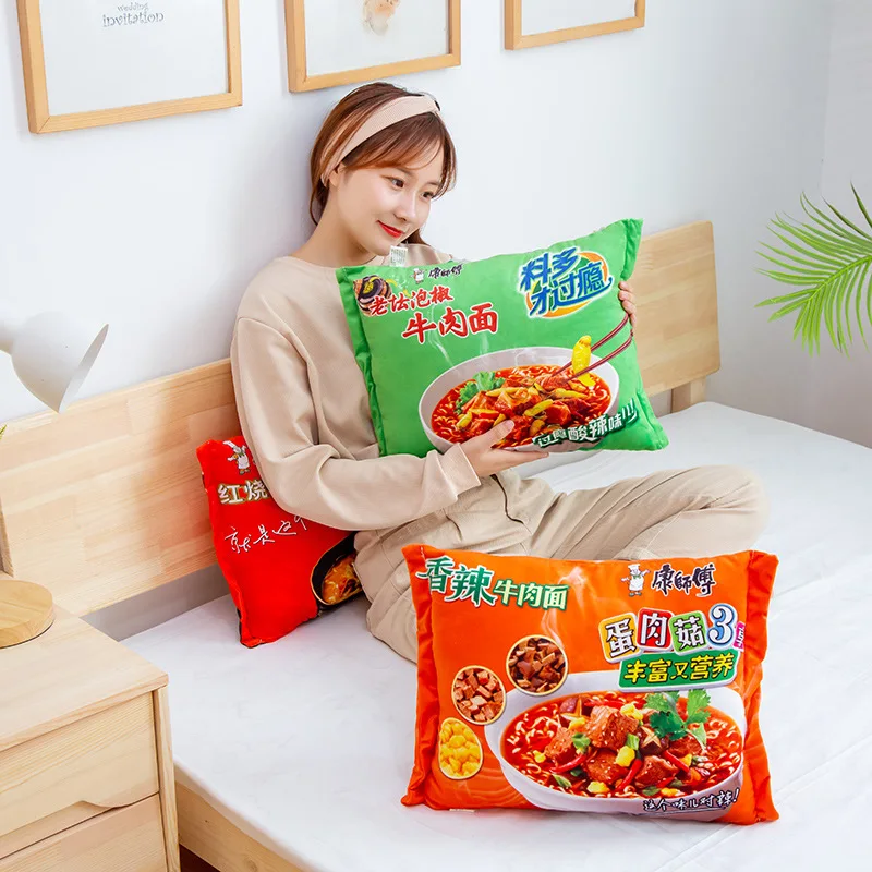 Simulation Instant Noodles Plush Pillow Stuffed Beef Fried Noodles/Rainbow Candy/Hot Dogs /Potato Chips Gifts Food Plush Toy