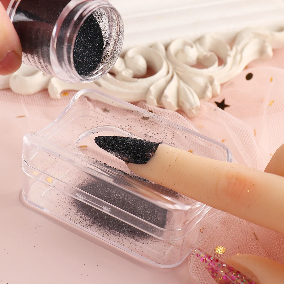 Nail Glitter Powder Recycling Storage Box Pigment Dust Storage Portable Container Pink French Jewelry Recovery Organizer GL1902