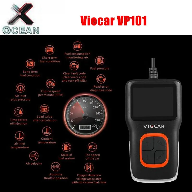 

Newest OBD2 Viecar VP101 Auto Code Reader Scanner Read &Clear fault code VP 101 support multi-languages OBDII/EOBD ODB2 Analyzer