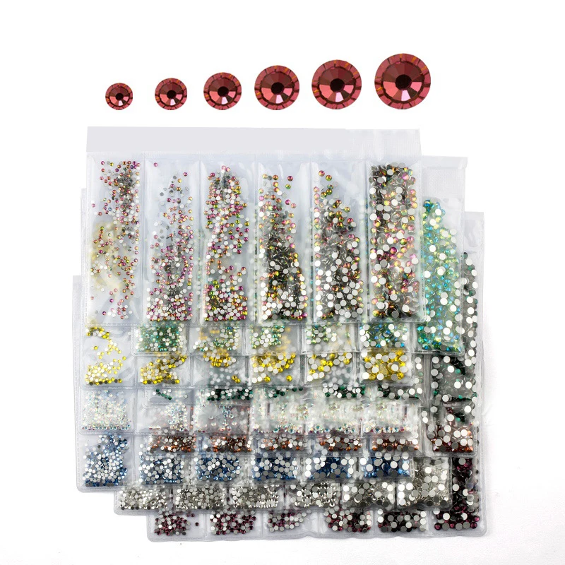 Mixed SS4 SS6 SS8 SS10 SS12 Nailart Crystal Glass Nail Stones Crystal Flatback Stone Non Hotfix  DIY Nail Accessories Clothes