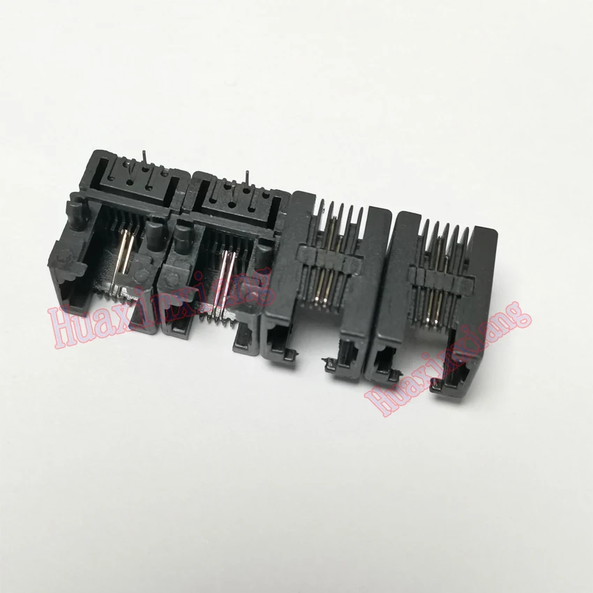 50PCS/Lot 95001 RJ11 6P2C Female Jack/Socket Connector For phone 90 degree Black Color