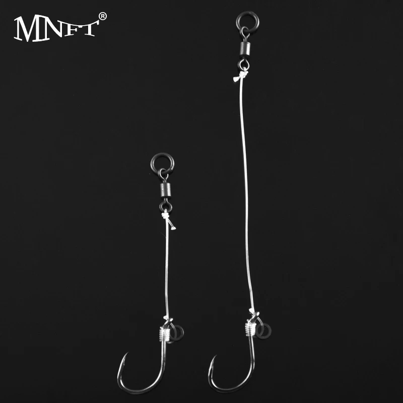 MNFT 12Set/Pack Hand Made Carp Fishing 20LB Carbon Line Hooks Rigs Set Barbless Hook Size 6# 8#