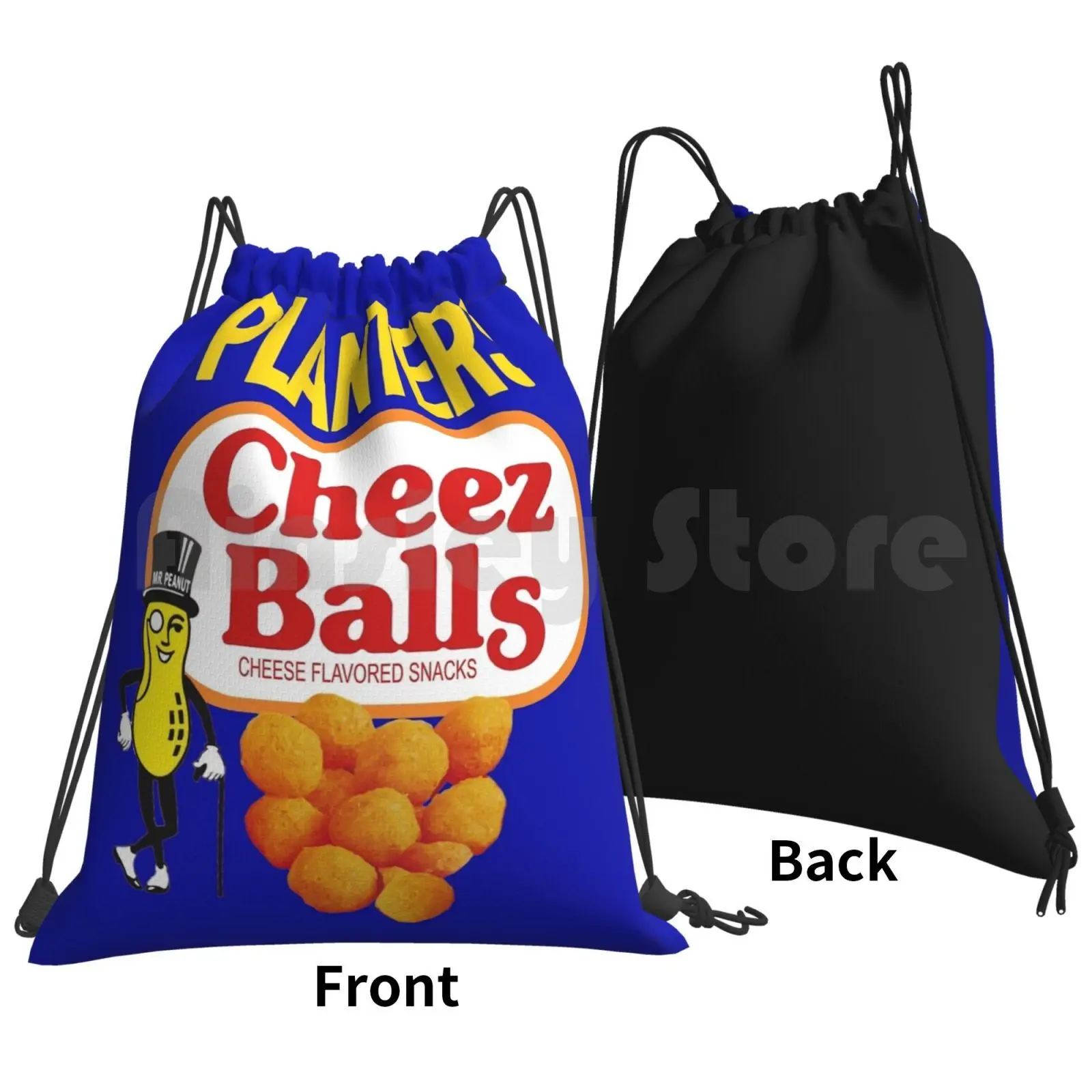 Planters Cheez Balls Backpack Drawstring Bag Riding Climbing Gym Bag Planters Peanut Cheese Balls Snack Food Fritos