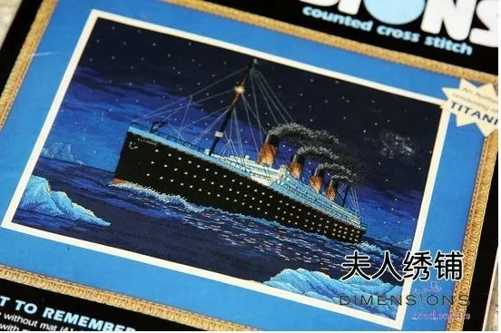 Romantic cross stitch kit, 14/22/25ct, the night to remeer Titanic ship, sailing dim 03871 3871