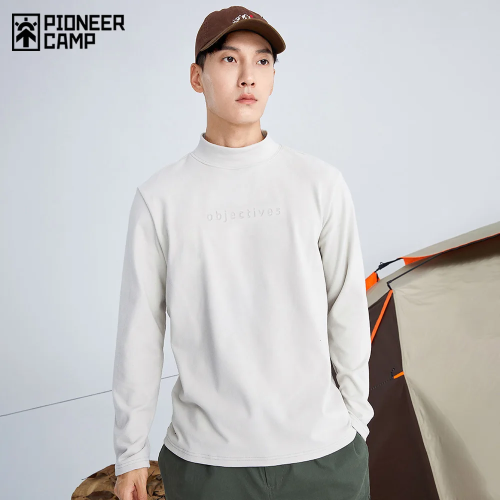 Pioneer Camp Autumn t shirt Men Solid Color Long Sleeve Casual Tee Men\'s Streetwear High Neck T shirts 2021 XCS123151