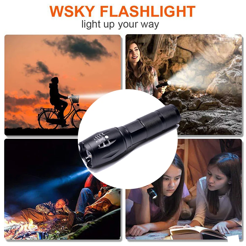 

Z20 XML L2 T6 led Flashlight Tactical Torch Zoomable Rechargeable flashlight USB Charger Lamp camping Light Built-in battery