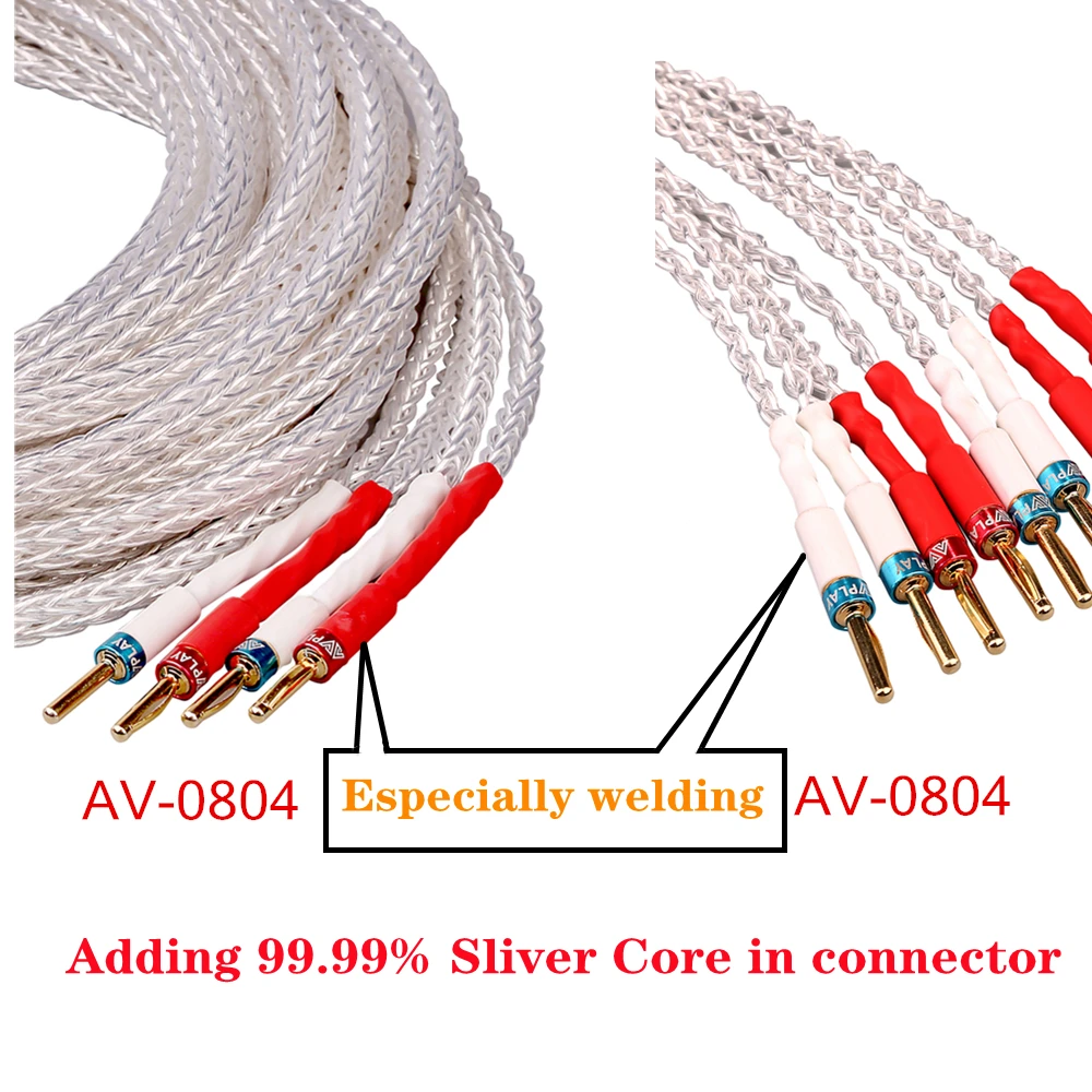 Vavplay-ハイファイオーディオファン,有線スピーカーケーブル,シルバーメッキ,ゴールドカラー,8mm ² 16コア,AV-0804