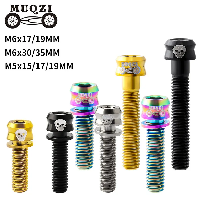 MUQZI-tornillos de titanio para bicicleta, Perno de tapa superior, pinza de freno, M5x15, 17, 19MM, M6x17, 19, 30, 35MM