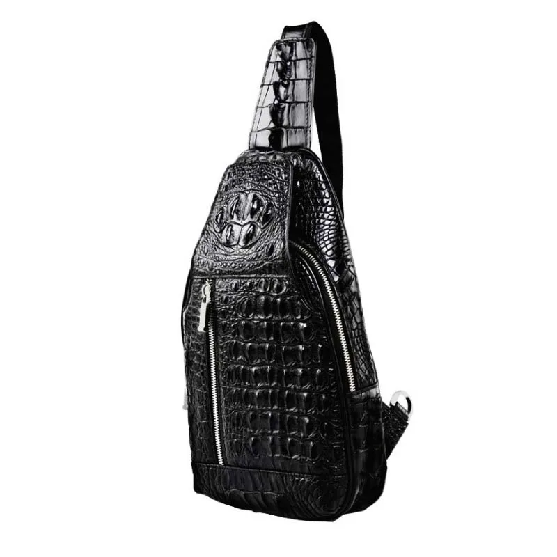 hongqiangyin new  Crocodile skin breast pack  Men single shoulder bag leather men's chest bag crossbody bag fashion casual