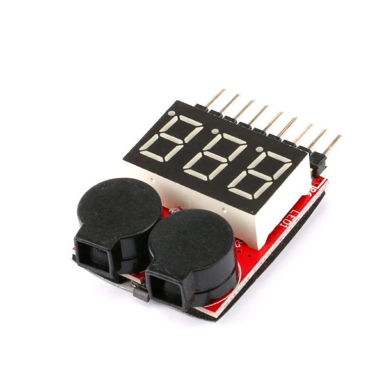 1-8S Voltage Display Aircraft Model 18650 Battery Pack Test Lithium Battery Adjustable Alarm BB Low Voltage Alarm