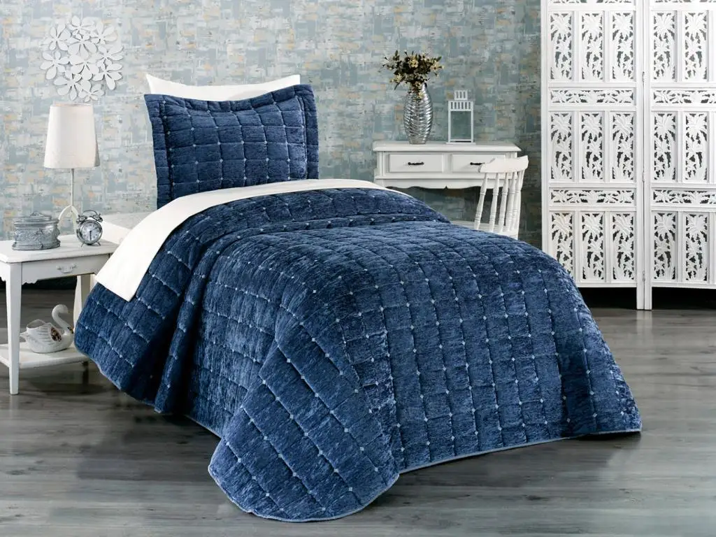 Çeyizdiyarı Laila Single Bed Cover Navy Blue