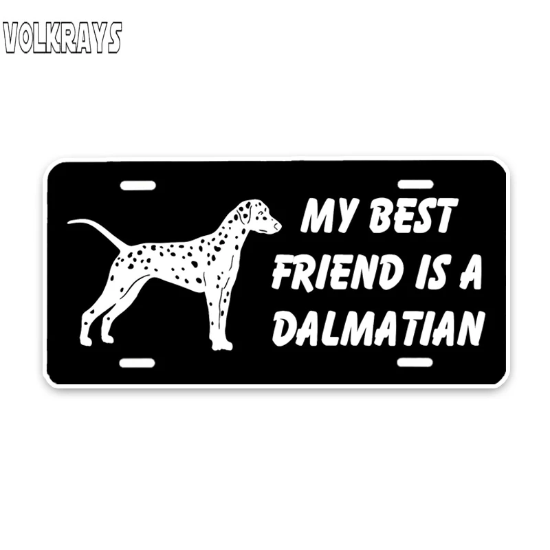 Volkrays Creative Car Sticker My Best Friend Is A Dalmatian Dog Accessories Reflective Sunscreen Waterproof PVC Decal,6cm*14cm